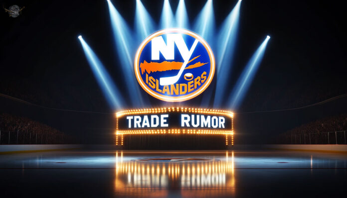 New York Islanders logo with the words trade rumor below the logo.