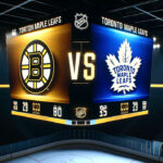 Boston Bruins and Toronto Maple Leafs faceoff in playoff hockey action