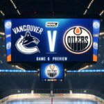 How to Watch Canucks vs. Oilers Game 6 (May 18, 2024) | Live Stream, TV, & Radio Vancouver Canucks and Edmonton Oilers logos on an NHL scoreboard with the words game 6 preview