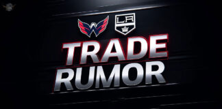 Washington Capitals, LA Kings logos with word trade rumor below the logos.