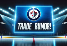 Winnipeg Jets logo with the words trade rumor below the logo
