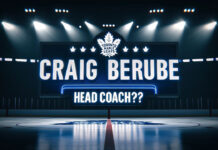Toronto Maple Leafs logo with the text Crag Berube head coach? below the logo