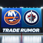 NHL Trade Rumors: Islanders Eyeing Jets’ Nikolaj Ehlers? New York Islanders and Winnipeg Jets logo with the word trade rumor below the logo
