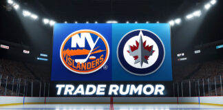 New York Islanders and Winnipeg Jets logo with the word trade rumor below the logo