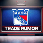 Kaapo Kakko Trade Rumors Heat Up: Unhappy Ranger Seeks Fresh Start? | NHL Trade Rumors New York Rangers logo with the words trade rumor below the logo