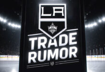 LA Kings logo with the words trade rumor below the logo