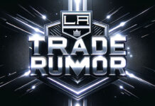 LA Kings logo with text trade rumor over the logo
