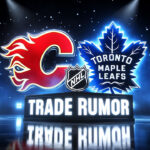 3 Reasons Why Mitch Marner to Calgary Makes Sense for Both Teams Calgary Flames and Toronto Maple Leafs logo with the words trade rumor below the logos