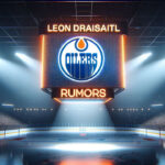 Could Leon Draisaitl Sign with the Sharks? 3 Reasons Why It Might Happen | NHL Trade Rumors Edmonton Oilers logo an an NHL scoreboard with the words Leon Draisaitl rumors