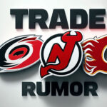 NHL Trade Rumors: Devils, Flames Eye Martin Necas from Hurricanes Hurricanes, Devils, Flames logos with the word trade rumor