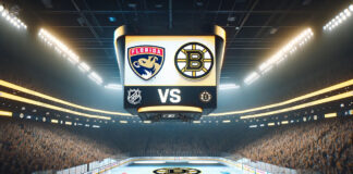 Florida Panthers and Boston Bruins logo with the word vs. between the logos.