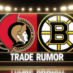 Bruins-Senators Ullmark-Chychrun Trade Talks Heat Up | NHL Rumor Mill Ottawa Senators and Boston Bruins logos with the words trade rumor below the logos