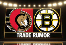 Ottawa Senators and Boston Bruins logos with the words trade rumor below the logos
