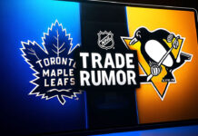 Pittsburgh Penguins, Toronto Maple Leafs logo with the word trade rumor