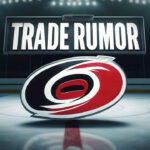 Carolina Hurricanes: Kotkaniemi Buyout on the Horizon? | NHL Trade Rumors Corolina Hurricanes logo with the words trade rumor above the logo on an NHL rink