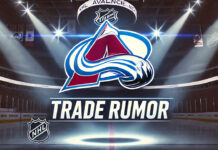 Colorado Avalanche logo with the words trade rumor below the logo