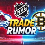 Linus Ullmark Trade Rumors: Bruins and Avalanche in Talks Colorado Avalanche and Boston Bruins logos with the words trade rumor between the logos
