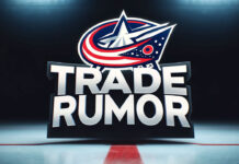 Columbus Blue Jats logo with the words trade rumor below the logo