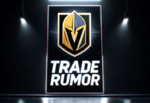 Vegas Golden Knights logo with the words trade rumor below the logo
