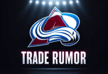 Colorado Avalanche logo with the words trade rumor below the logo