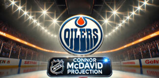 Edmonton Oilers logo with the words Connor McDavid projection below the logo