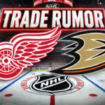 Red Wings Zero in on John Gibson as Goalie Trade Target Detroit Red Wings and Anaheim Ducks logos with the words trade rumor above the logos