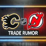 Devils’ Pursuit of Flames’ Goaltender Markstrom Hits Snag Calgary Flames and New Jersey Devils logos with the words trade rumor below the logo