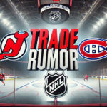 Devils Target Canadiens’ Matheson in Trade Talks New Jersey Devils and Montreal Canadiens logos with the words trade rumor between the logos