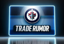 Winnipeg Jets logo with the words trade rumor below the logo
