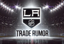 LA Kings logo with the words trade rumor below the logo