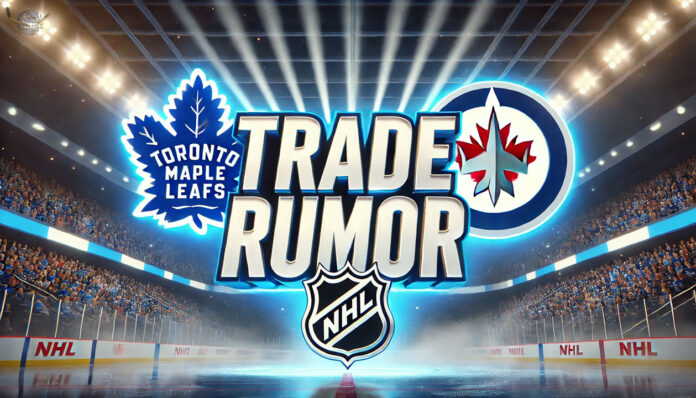 Kypreos Suggests Minten, 1st Rounder Could Be the Price Toronto Maple Leafs and Winnipeg Jets logo with the words trade rumor between the logos