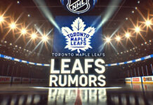 Toronto Maple Leafs logo with the words Leafs rumors below the logo