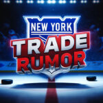 New York Rangers Offseason Trade Targets: Grit and Two-Way Talent New York Rangers logo with the words trade rumor on top of the logo