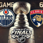 How to Watch Panthers vs Oilers: Stanley Cup Finals Game 6 (June 21, 2024) Edmonton Oilers and Florida Panthers logos with the Stanley Cup between the logos