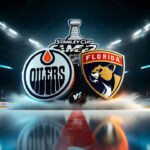 How to Watch Oilers vs. Panthers: Game 2 Stanley Cup Final (June 10, 2024) Edmonton Oilers and Florida Panthers logo with the Stanley Cup in the background with a text overlay saying Game 2