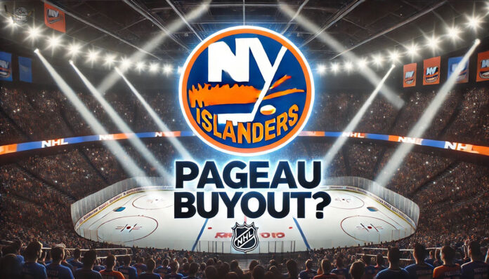 New York Islanders logo with the text Pageau buyout below the logo