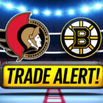 Ullmark Heads to Ottawa: Bruins Ship Vezina Winner in Shocking Trade Ottawa Senators and Boston Bruins logos with the words trade alert below the logos