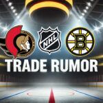 Ottawa Senators Chasing Linus Ullmark: Trade Speculation Heats Up Ottawa Senators and Boston Bruins logos with the words trade rumor under the logos