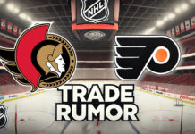 Ottawa Senators and Philadelphia Flyers logo with the words trade rumor below the logos