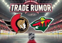 Ottawa Senators and Minnesota Wild logos with the words trade rumor above the logo