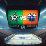 How to Watch Dallas Stars vs Edmonton Oilers Game 6 Live | June 2, 2024 Dallas Stars and Edmonton Oilers logo with the word vs between the logos on an NHL scoreboard