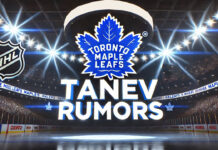 Toronto Maple Leafs logo with the words Tanev rumors below the logo