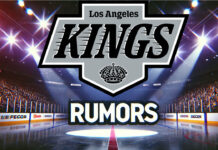 LA Kings logo with the words trade rumors below the logo