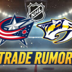 Columbus Blue Jackets Eyeing Trade for Nashville’s Yaroslav Askarov Columbus Blue Jackets and Nashville Predators logos with the words trade rumor below the logos