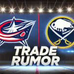 Patrik Laine Linked to Buffalo Sabres in Potential Trade Columbus Blue Jackets and Buffalo Sabres logos with the words trade rumor below the logos.