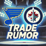 Rutger McGroarty Trade Rumor: Is St. Louis the Next Destination? St. Louis Blues and Winnipeg Jets logo with the words trade rumor below the logos