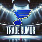 Blues Trade Winds: Is a Defenseman on the Chopping Block? St. Louis Blues logo with the words trade rumor below the logo