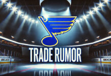 St. Louis Blues logo with the words trade rumor below the logo
