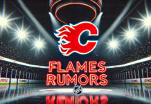 Calgary Flames logo with the words Flames rumors below the logo