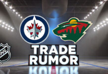 Winnipeg Jets and Minnesota Wild logos with the words trade rumor below the logos